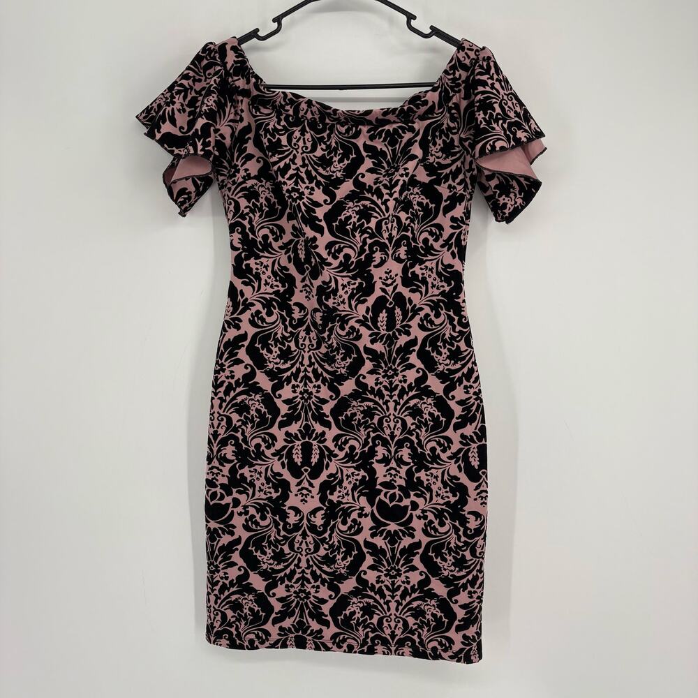 VTG Bailey Blue Pink & Black Off the Shoulder Mini Dress‎ y2k Size M